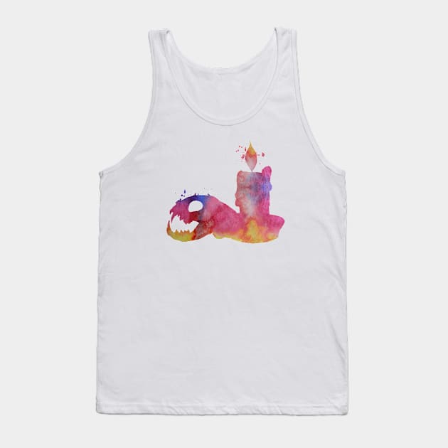 Cat skull and candle Tank Top by TheJollyMarten